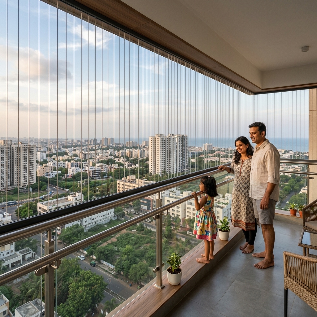 Family Balcony Invisible Grill